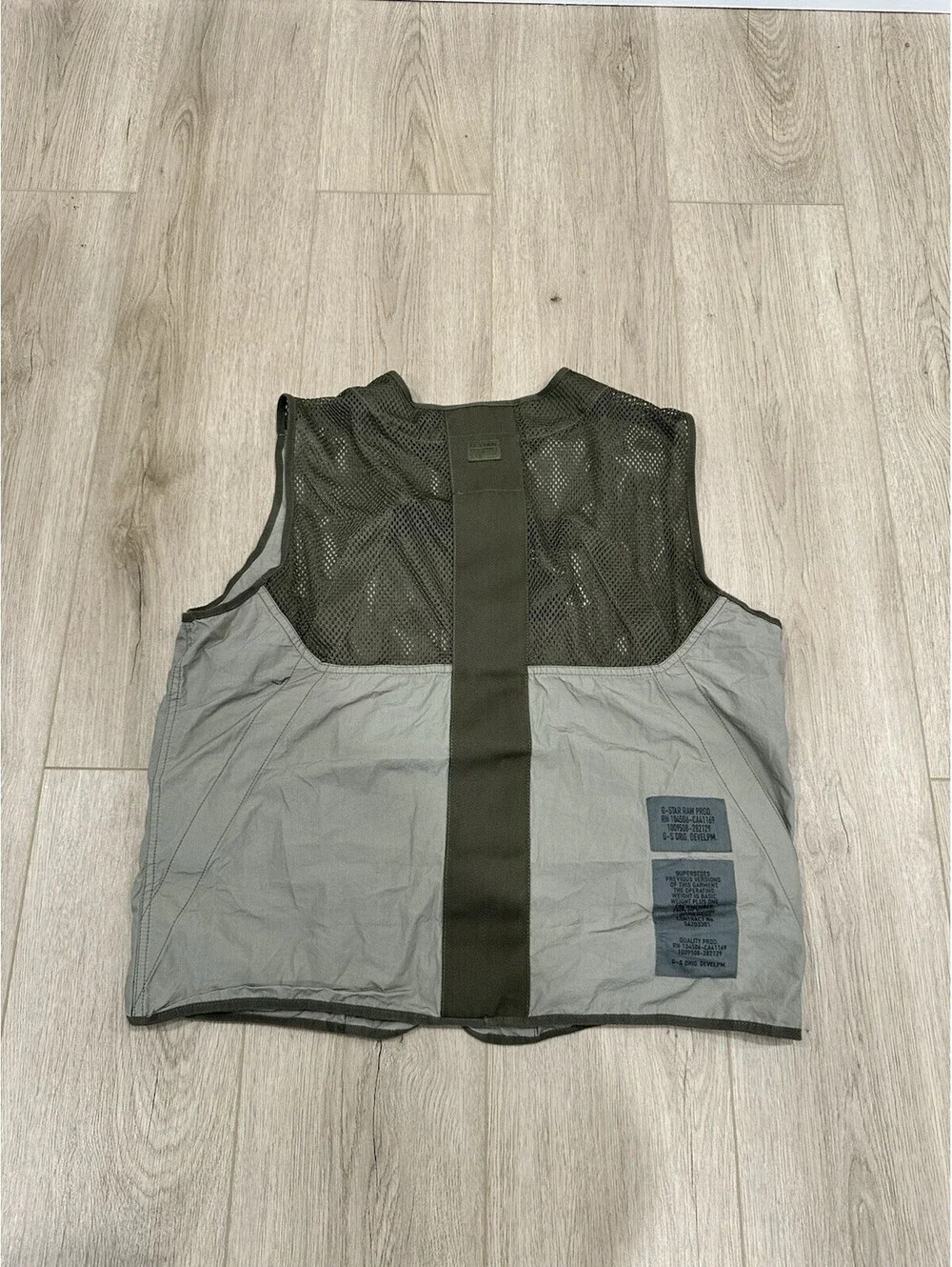 NWT G-Star Raw Utility Fabric Mix Pockets Poplin Vest Size Large